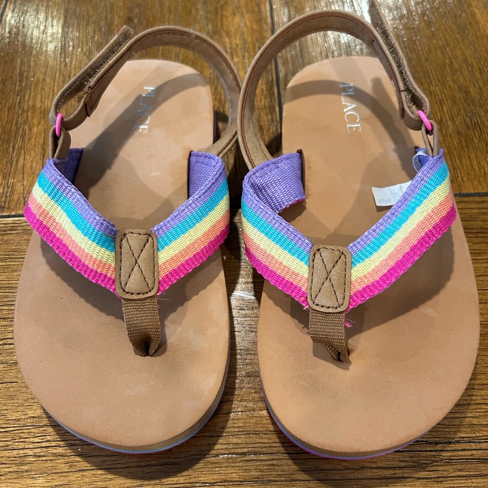 The Children's Place Tan Sandals with Colorful Straps